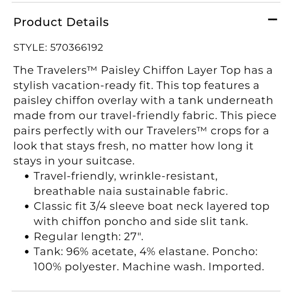 ✅️CHICOS TRAVELERS PAISLEY CHIFFON LAYER TOP TANK 2 - Picture 5 of 7